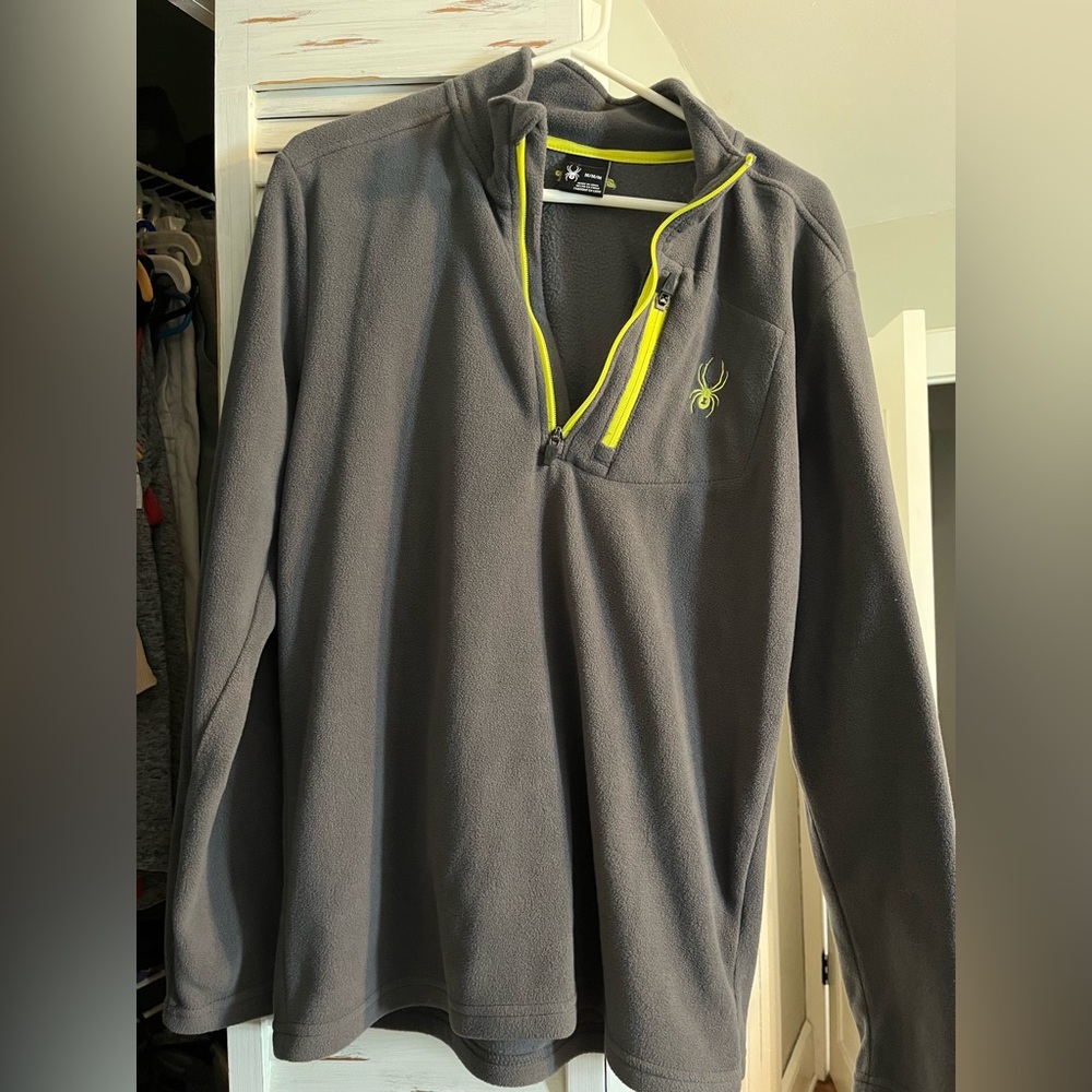 Spyder Gray Fleece Pullover with Neon Yellow Accent